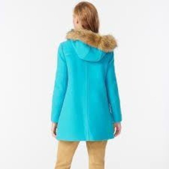 J. Crew Petite Chateau Parka Italian Stadium J8369 0 coat Blue - Picture 6 of 8